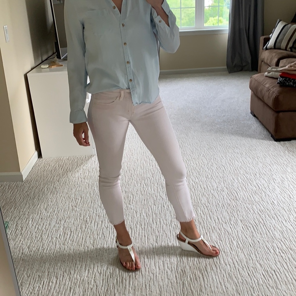 Blush pink super stretch cut off jegging